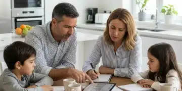 Familia española analizando el impacto del SMI en su economía doméstica.