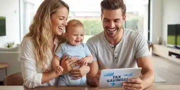 Familia feliz beneficiándose de deducciones fiscales por maternidad y paternidad en España