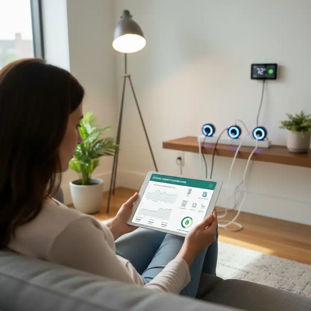 Persona gestionando el consumo energético de su hogar con un sistema inteligente en una tablet.
