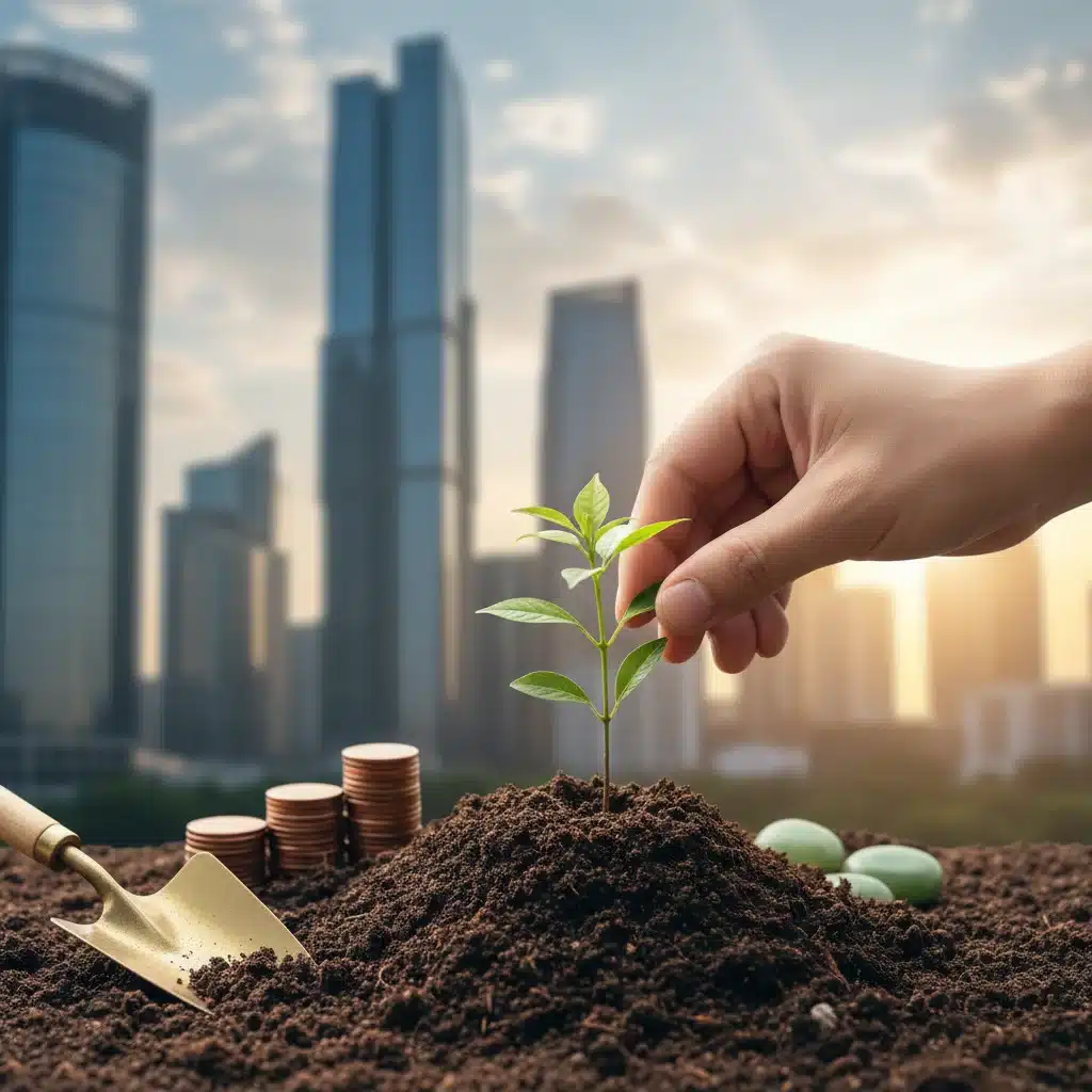 Inversión a largo plazo y crecimiento sostenible representado por una planta creciendo.