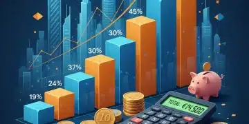 IRPF 2026 España: Análisis Completo de los Nuevos Tramos Fiscales y su Impacto Gráfico de barras ascendente con monedas y calculadora, representando los nuevos tramos del IRPF en España para 2026 y su impacto en las finanzas personales.
