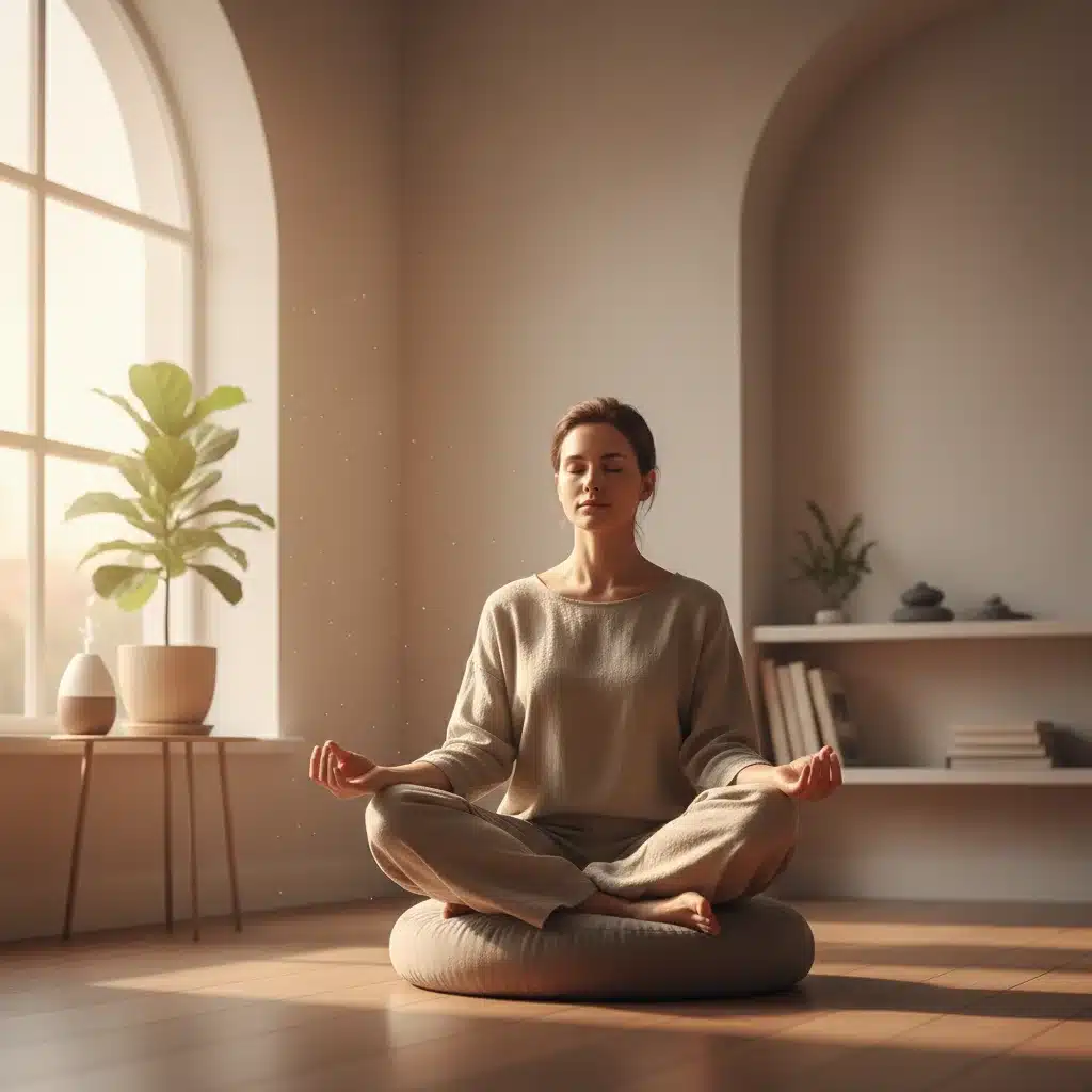 Persona meditando en una habitación soleada, practicando mindfulness para mejorar el enfoque mental.