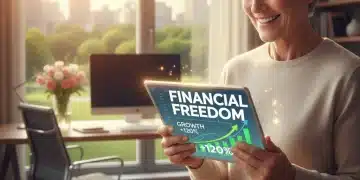Person smiling at tablet with growing financial charts, symbolizing optimized 401k contributions and retirement savings.