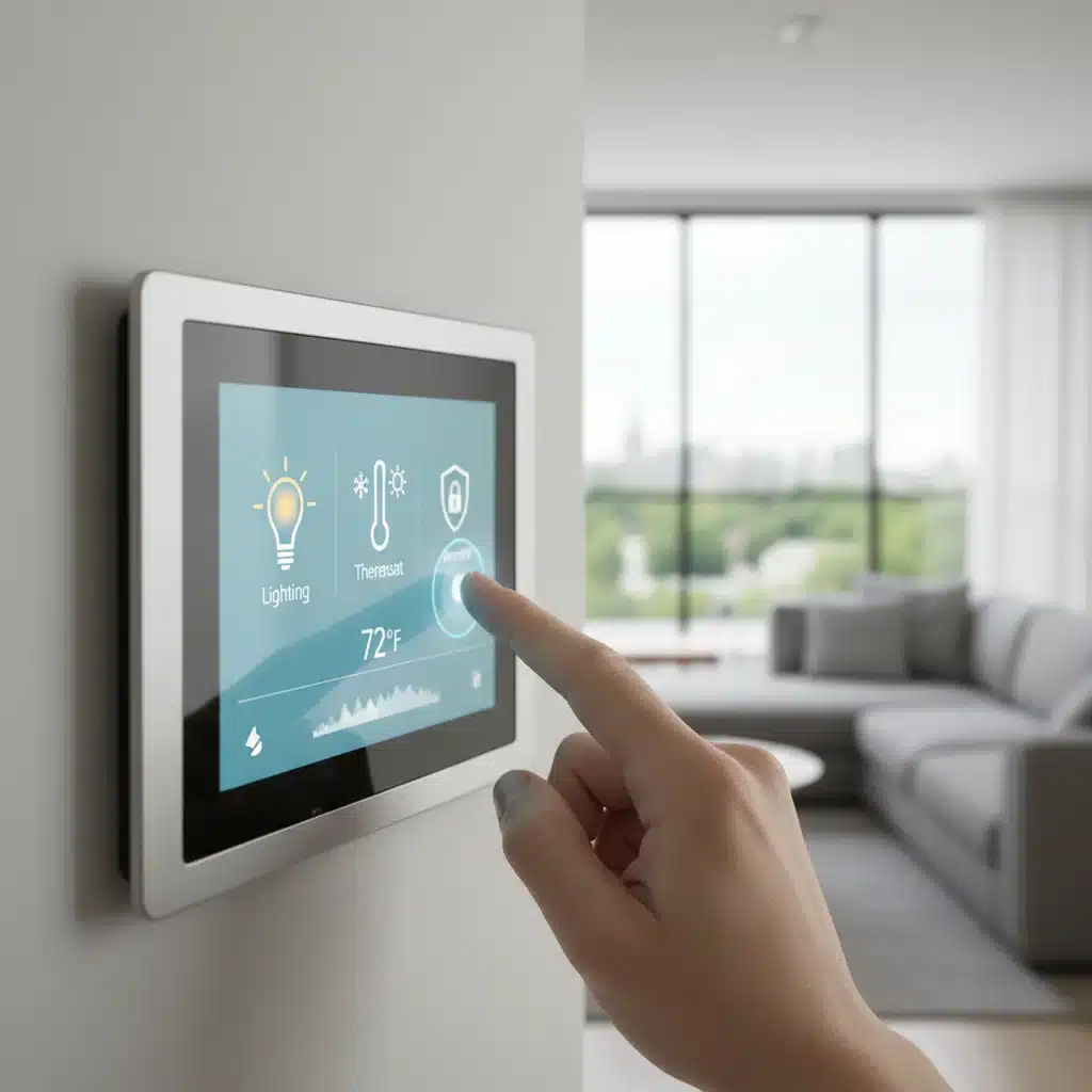 Persona interactuando con un panel de control de smart home