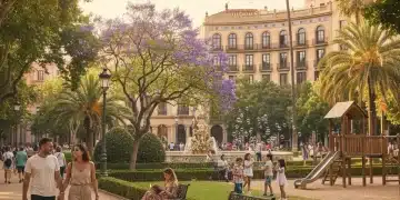 Personas disfrutando del sol en un parque, mejorando el ánimo y la vitamina D