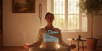 Persona meditando serenamente para reducir el estrés y la presión arterial en España.
