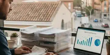 Persona planificando sus finanzas personales con documentos y gráficos en España 2026