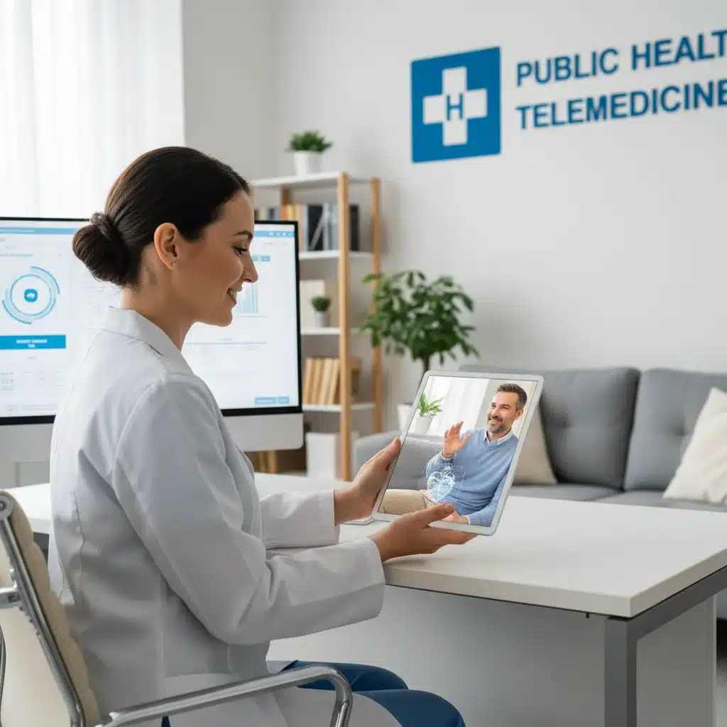 Doctor consultando a un paciente a través de telemedicina, mostrando la digitalización de la atención sanitaria.