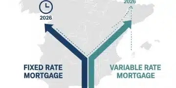 Gráfico de tendencias hipotecarias en España para 2026, diferenciando entre tipo fijo y variable.