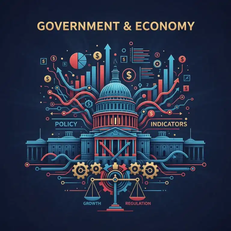 US Capitol with economic charts representing government spending and its impact on the economy.